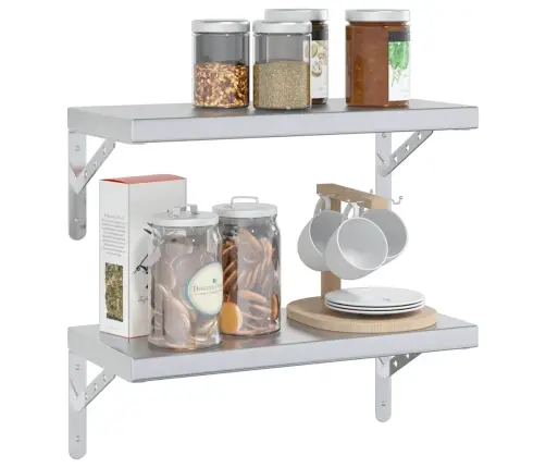 Seinariiulid 2 Tk, 50X23,5 cm Hõbedane, Roostevaba Teras