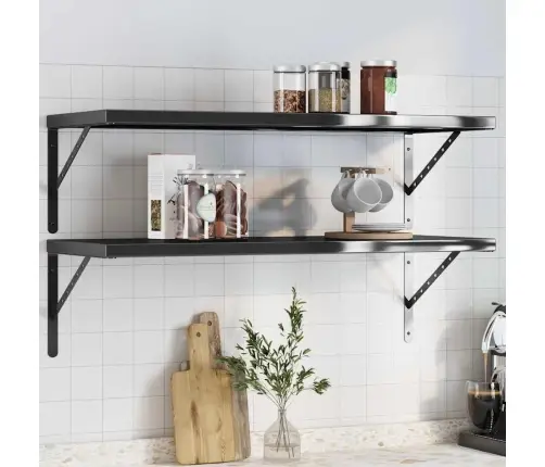 Seinariiulid 2 Tk, 100X40 cm Must, Roostevaba Teras