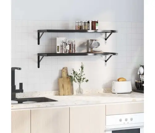 Sienas Plaukti, 2 Gab., 100X30 Cm, Nerūsējošs Tērauds, Melna Vidaxl