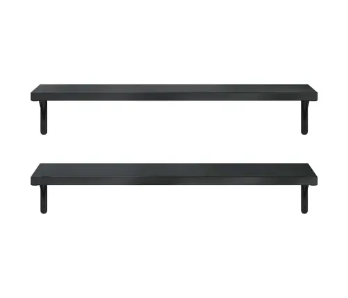 Sienas Plaukti, 2 Gab., 100X30 Cm, Nerūsējošs Tērauds, Melna Vidaxl