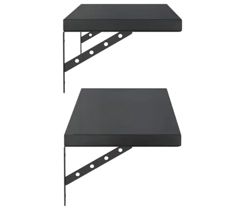 Sienas Plaukti, 2 Gab., 100X30 Cm, Nerūsējošs Tērauds, Melna Vidaxl