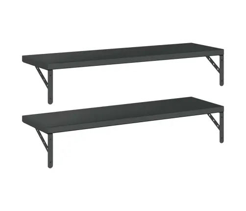 Sienas Plaukti, 2 Gab., 100X30 Cm, Nerūsējošs Tērauds, Melna Vidaxl