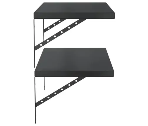 Sienas Plaukti, 2 Gab., 75X40 Cm, Nerūsējošs Tērauds, Melna Vidaxl