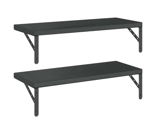 Sieninės Lentynos, 2Vnt., Juodos, 75X30cm Plienas