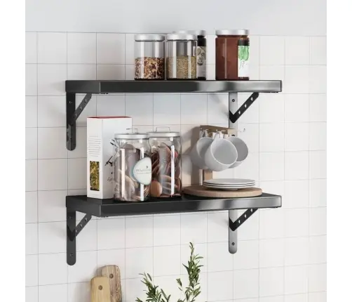 Seinariiulid 2 Tk, 50X23,5 cm Must, Roostevaba Teras