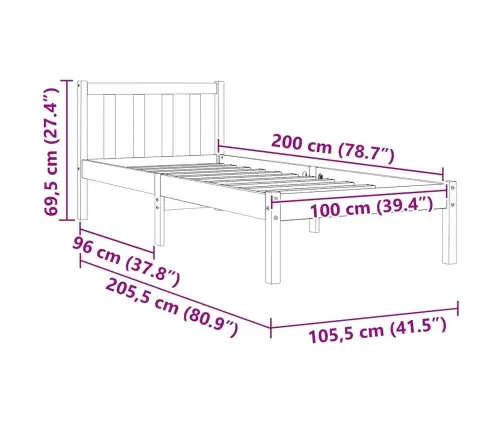Lovos Rėmas Be Čiužinio, Vaško Ruda, 100X200cm Pušis