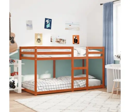 Divstāvu Gulta, Vaska Brūna, 80X200 Cm, Priedes Masīvkoks Vidaxl