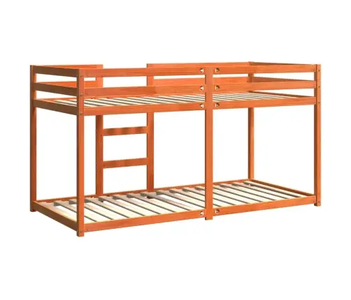 Divstāvu Gulta, Vaska Brūna, 90X200 Cm, Priedes Masīvkoks Vidaxl