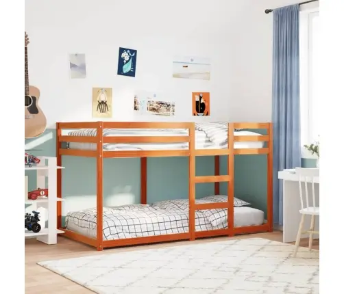 Divstāvu Gulta, Vaska Brūna, 90X190 Cm, Priedes Masīvkoks Vidaxl