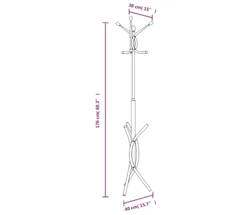 Riidenagi, Must, 176 cm Pulbervärvitud Raud