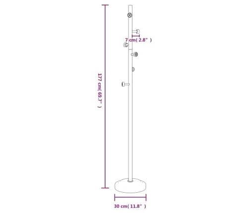 Riidenagi, Must, 177 cm Pulbervärvitud Raud
