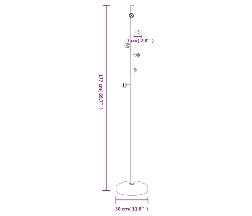 Riidenagi, Valge, 177 cm Pulbervärvitud Raud