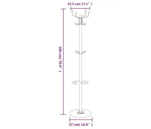 Mēteļu Pakaramais Ar Lietussargu Turētāju, Melns, 180 Cm Vidaxl