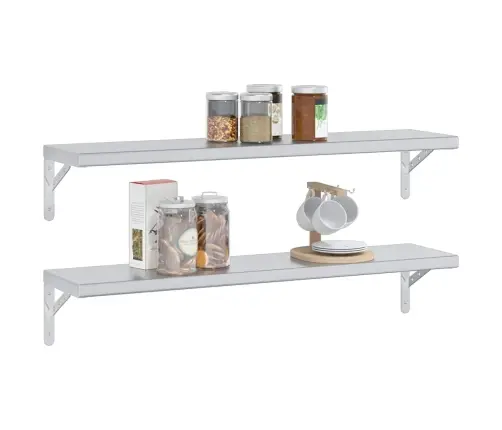 Sienas Plaukti, 2 Gab., 100X23,5X3 Cm, Nerūsējošs Tērauds Melna Vidaxl