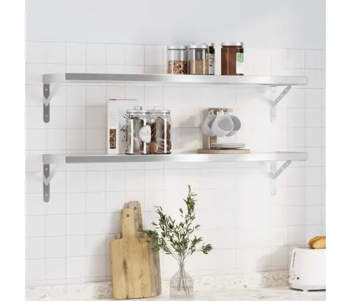 Sienas Plaukti, 2 Gab., 100X23,5X3 Cm, Nerūsējošs Tērauds Melna Vidaxl