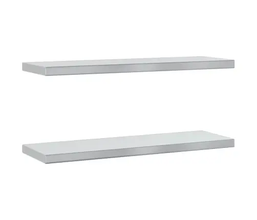 Sienas Plaukti, 2 Gab., 75X23,5X3 Cm, Sudraba Krāsā, Tērauds Vidaxl