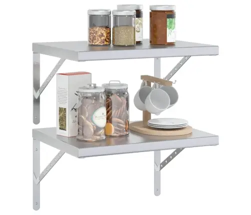 Seinariiulid 2 Tk, 50X40X3 cm Hõbedane, Roostevaba Teras