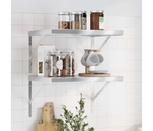 Seinariiulid 2 Tk, 50X40X3 cm Hõbedane, Roostevaba Teras