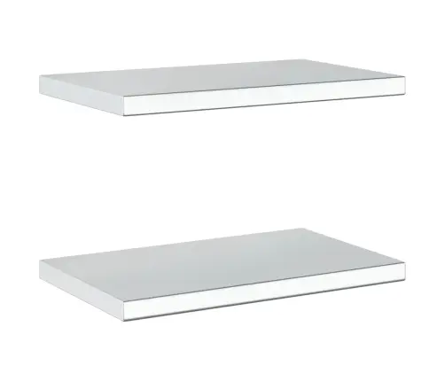 Sienas Plaukti, 2 Gab., 50X30X3 Cm, Sudraba Krāsā, Tērauds Vidaxl