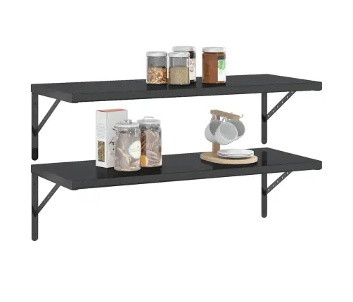 Sieninės Lentynos, 2Vnt., Juodos, 100X40X3cm Plienas