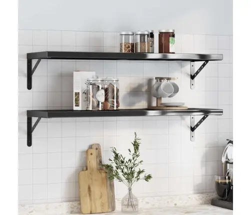 Seinariiulid 2 Tk, 100X30X3 cm Must, Roostevaba Teras