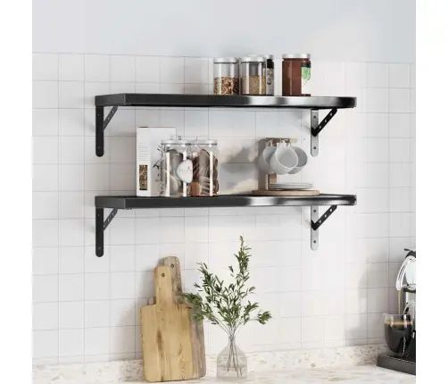 Seinariiulid 2 Tk, 75X23,5X3 cm Must, Roostevaba Teras