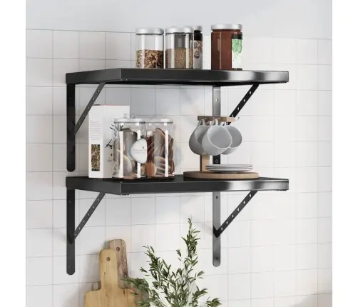 Sienas Plaukti, 2 Gab., 50X40X3 Cm, Nerūsējošs Tērauds, Melna Vidaxl