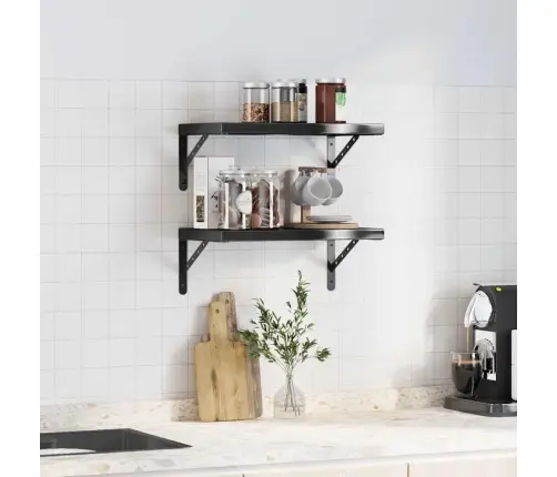 Sienas Plaukti, 2 Gab., 50X30X3 Cm, Nerūsējošs Tērauds, Melna Vidaxl