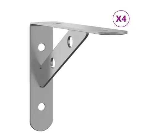 Riiuliklambrid 4 Tk 15X2,5X11,5 Cm Hõbedane Roostevaba Teras