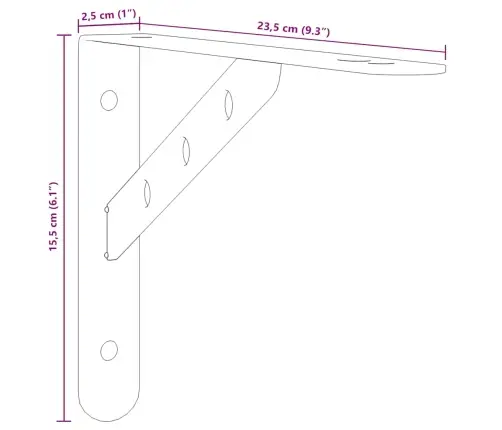 Riiuliklambrid 4 Tk 23,5X2,5X15,5 Cm Hõbedane Roostevaba Teras