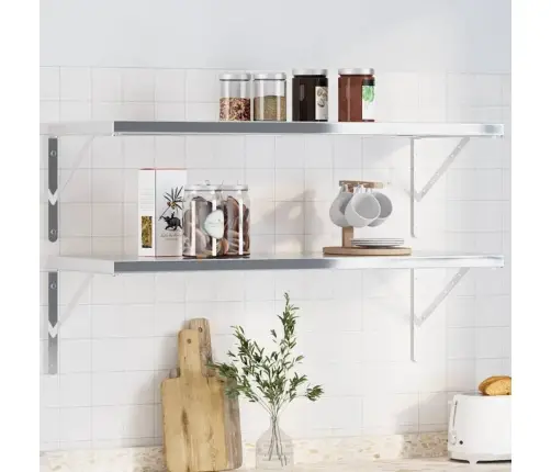 Plauktu Kronšteini, 4 Gab., 40X2,5X25 Cm Sudrabaini, Tērauds Vidaxl