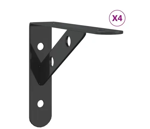 Plauktu Kronšteini, 4 Gab., 15X2,5X11,5 Cm Melni, Tērauds Vidaxl