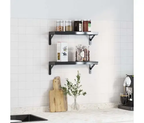 Plauktu Kronšteini, 4 Gab., 15X2,5X11,5 Cm Melni, Tērauds Vidaxl