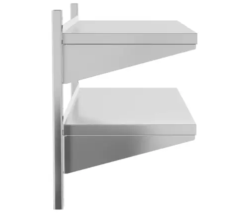 2 Pakopų Sieninė Lentyna, Sidabrinė, 100X40X60cm Plienas