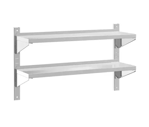 2 Līmeņu Sienas Plaukts, 100X30X60 Cm, Sudrabains, Tērauds Vidaxl