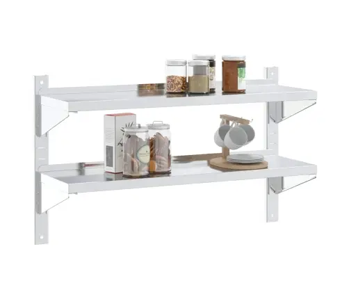 2 Līmeņu Sienas Plaukts, 100X30X60 Cm, Sudrabains, Tērauds Vidaxl