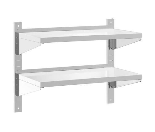 2-Korruseline Seinariiul 75X40X60 Cm Hõbedane Roostevaba Teras