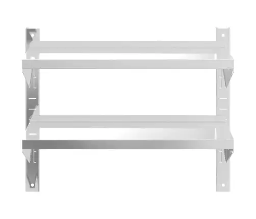 2 Pakopų Sieninė Lentyna, Sidabrinė, 75X23,5X60cm Plienas