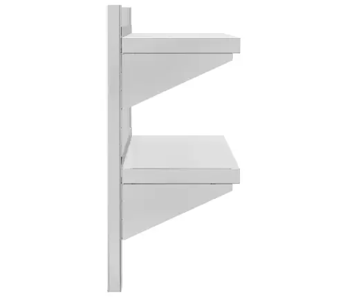 2 Pakopų Sieninė Lentyna, Sidabrinė, 75X23,5X60cm Plienas