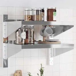 2 Līmeņu Sienas Plaukts, 50X40X48 Cm, Sudrabains, Tērauds Vidaxl