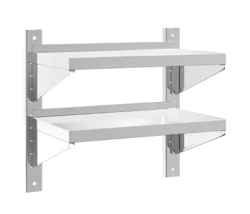 2-Korruseline Seinariiul 50X30X48 Cm Hõbedane Roostevaba Teras
