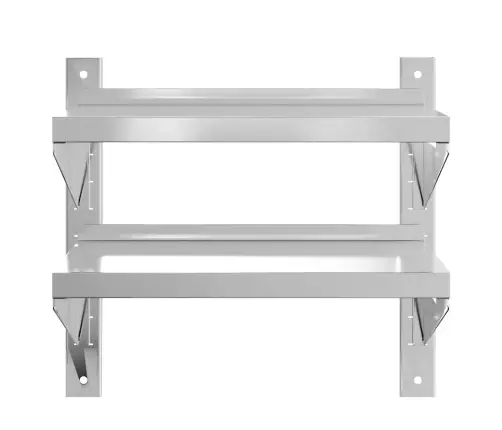 2-Korruseline Seinariiul 50X30X48 Cm Hõbedane Roostevaba Teras