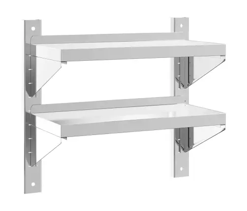 2 Līmeņu Sienas Plaukts, 50X23,5X48 Cm, Sudrabains, Tērauds Vidaxl