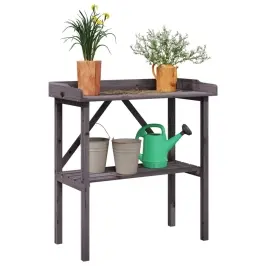 Stādīšanas Galds Ar Plauktu, Pelēka, 78X38X82,5 Cm, Egles Koks Vidaxl