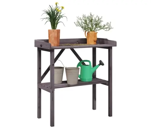 Stādīšanas Galds Ar Plauktu, Pelēka, 78X38X82,5 Cm, Egles Koks Vidaxl