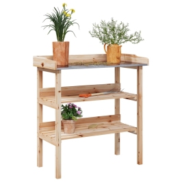 Stādīšanas Galds Ar Plauktiem, 78X38X82,5 Cm, Egles Masīvkoks Vidaxl