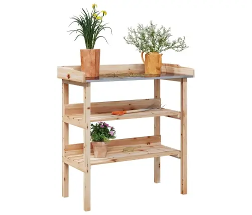 Stādīšanas Galds Ar Plauktiem, 78X38X82,5 Cm, Egles Masīvkoks Vidaxl