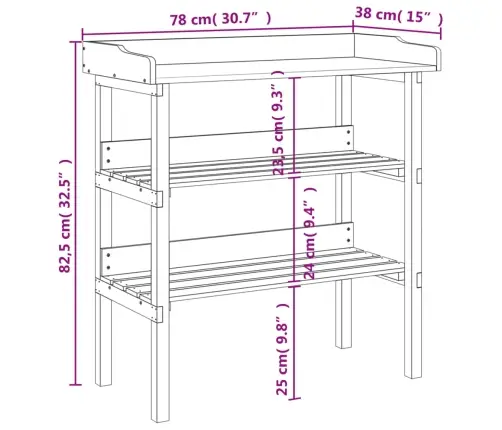 Stādīšanas Galds Ar Plauktiem, Brūna, 78X38X82,5 Cm Vidaxl