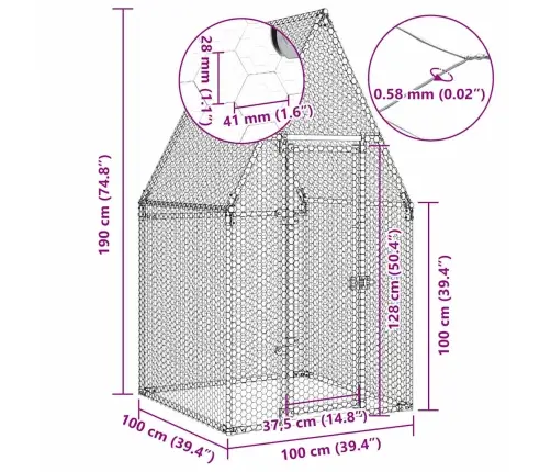 Narvas Viščiukams, Sidabrinis, 100X100X190cm Plienas