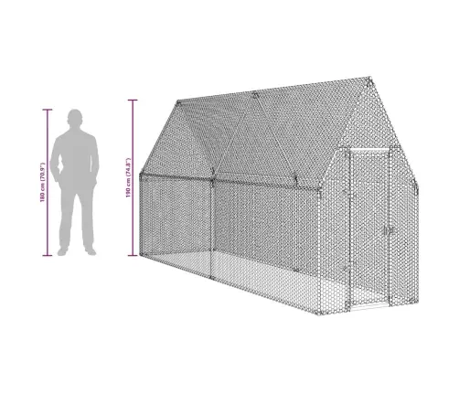 Vistu Būris, Sudrabains, 400X100X190 Cm, Cinkots Tērauds Vidaxl